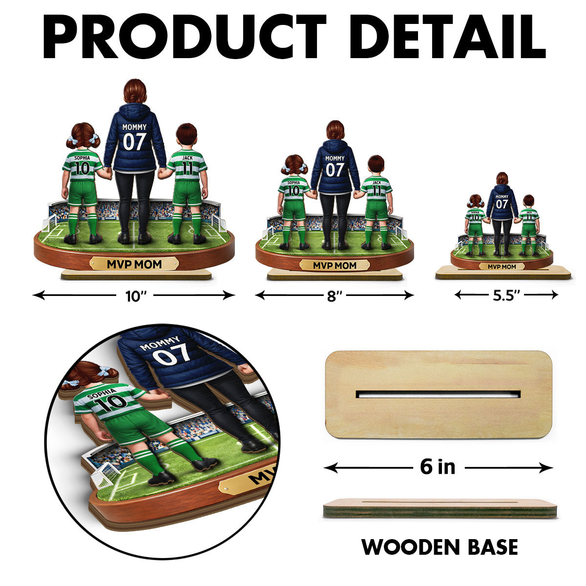 MVP Mom Soccer Mom And Kids - Personalized 2-Layered Wooden Plaque - Heartfelt Gift For Soccer Mom