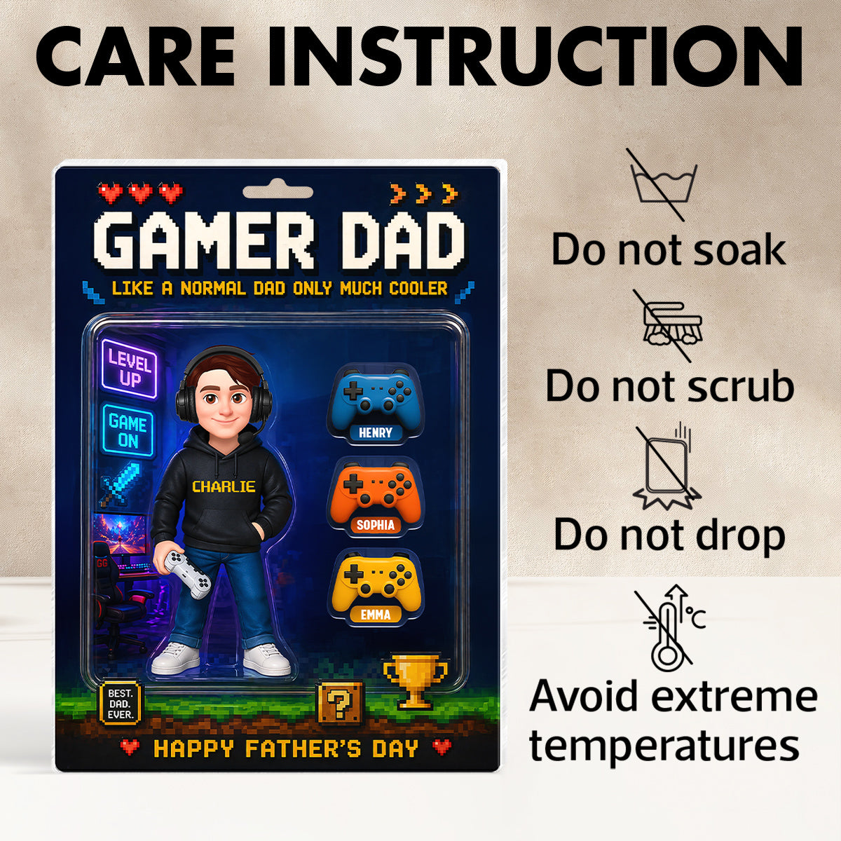 Gamer Dad More Cooler - Personalized Acrylic Block Plaque -  Gift For Gamer Dad, Husband