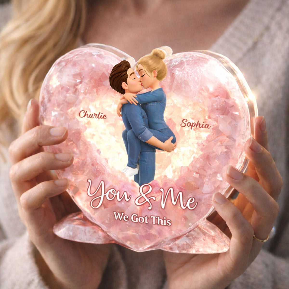 Rose Quartz Style Unconditional Love - Personalized Acrylic Block Plaque - Anniversary, Valentine's Day Gift, Gift For Him, Gift For Her