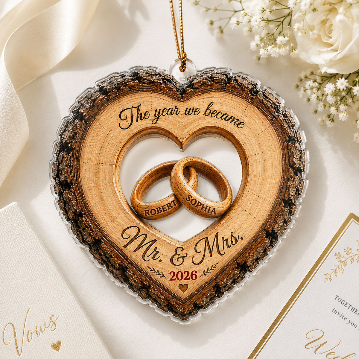 Together Forever Couple Anniversary 2D Flat - Personalized Acrylic Ornament - Heartfelt Gift for Her, for Him