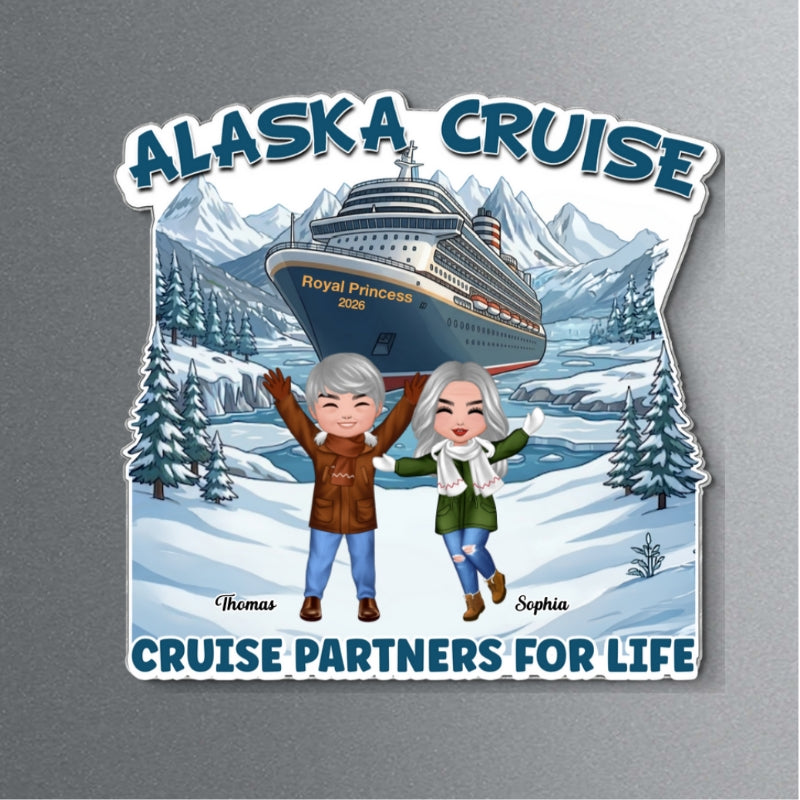 Alaska Cruise Happy Family - Personalized Cruise Cabin Door Magnet - Family Cruise Trip Keepsake