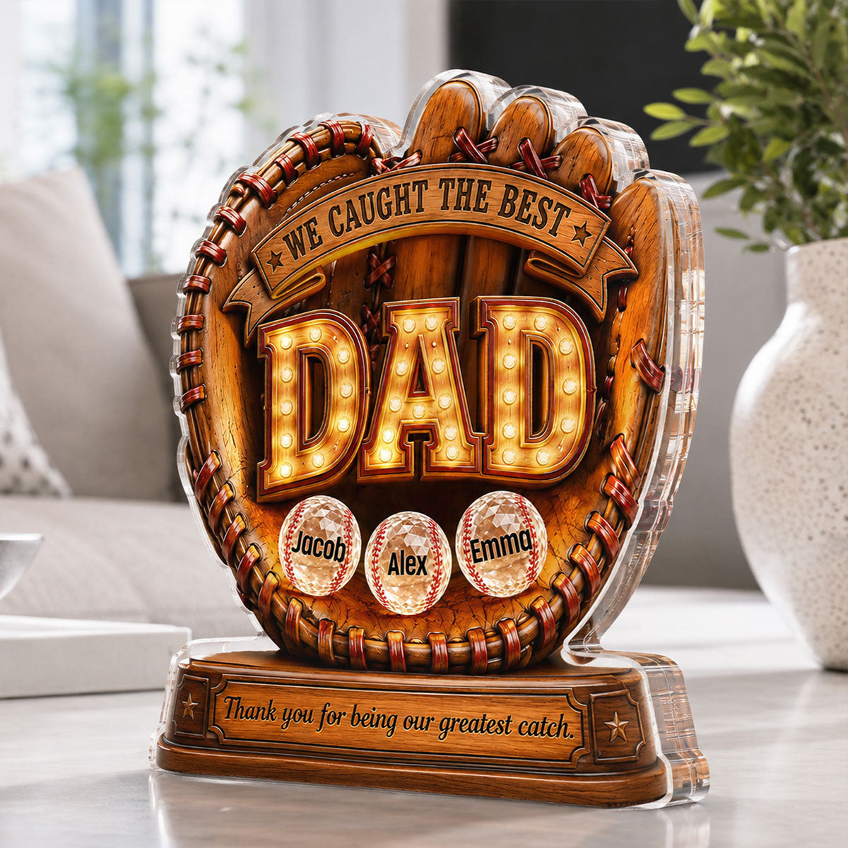 Great Baseball Dad - Personalized Acrylic Block Plaque -  Gift for Dad, Husband