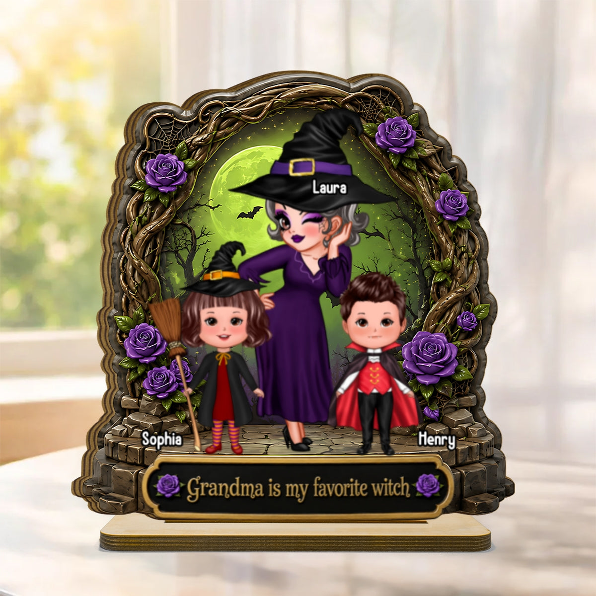 Like A Normal Grandma But More Magical - Personalized 2-Layered Wooden Plaque - Halloween Decor Gift, Gift For Grandma