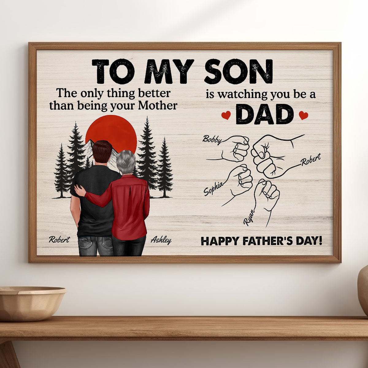 Retro Vintage Sunset To My Son Watching You Be A Dad - Personalized Poster - Father's Day Gift For Son