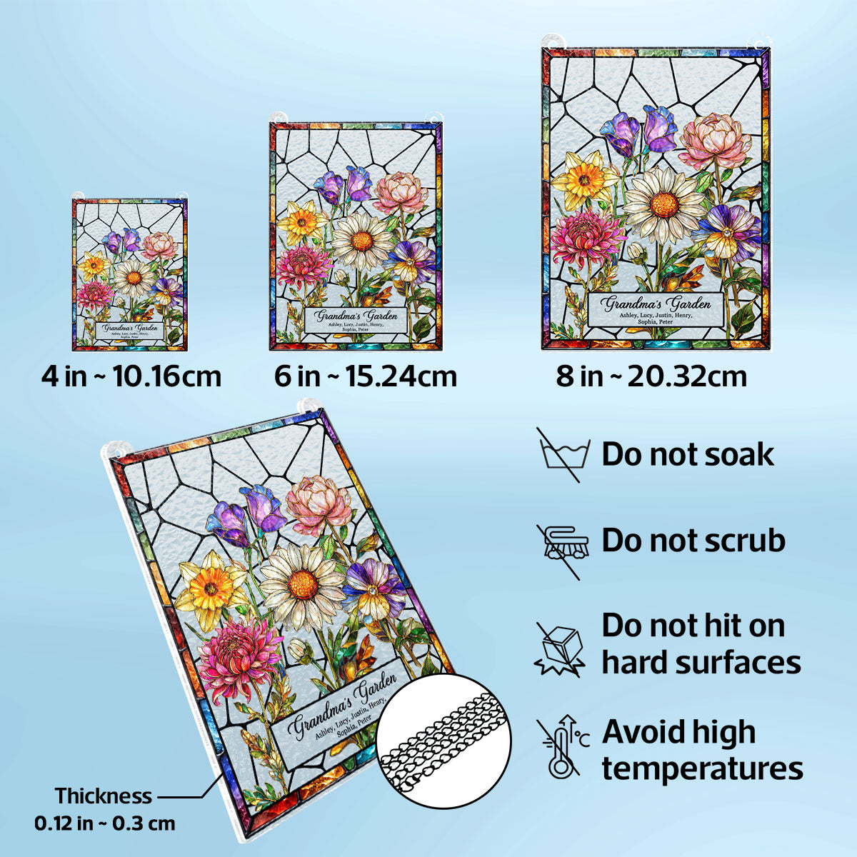 Custom Birth Flowers Art Grandma Garden - Personalized Suncatcher - Sentimental Mother's Day Gift for Grandma, Mom, Wife