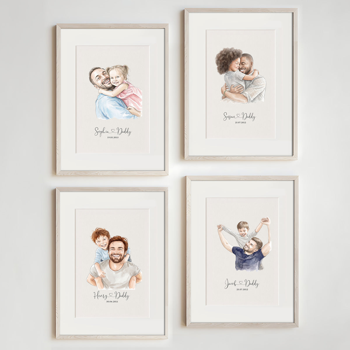 Custom Watercolor Portrait from Photo - Personalized Poster - Father's Day Gift for Dad, Husband