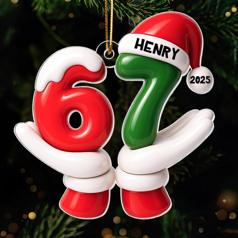 Santa Six Seven Viral Quote Gen Z Tiktok Trend - Personalized Acrylic Ornament - Christmas Gift for Kid, Grandkids