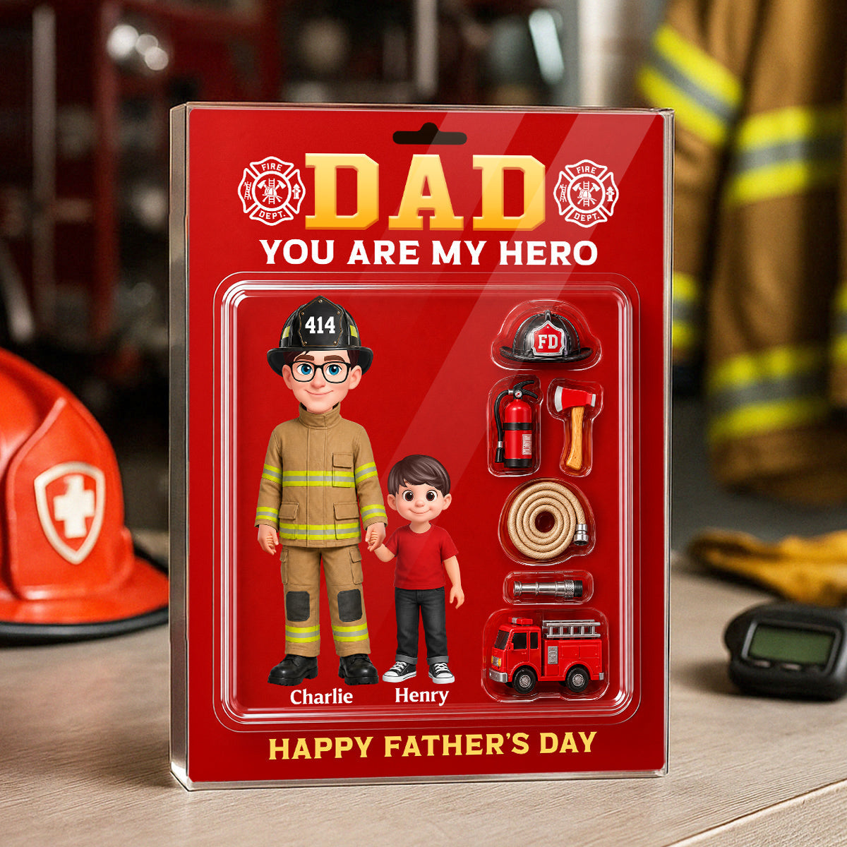 Proud Firefighter Dad You Are Our Hero - Personalized Acrylic Block Plaque -  Gift For Dad, Husband