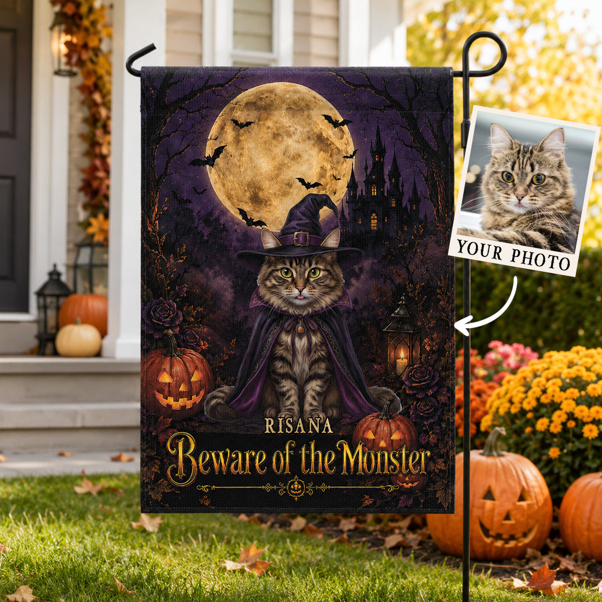 Custom Photo Pet Halloween - Personalized Garden Flag - Halloween Decor Gift, Gift For Pet Lovers