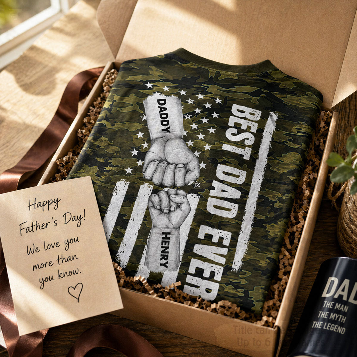 Best Dad Ever Fist Bump Nation Flag Camo Pattern - Personalized Shirt - Father's Day Gift For Husband, Dad, Grandpa