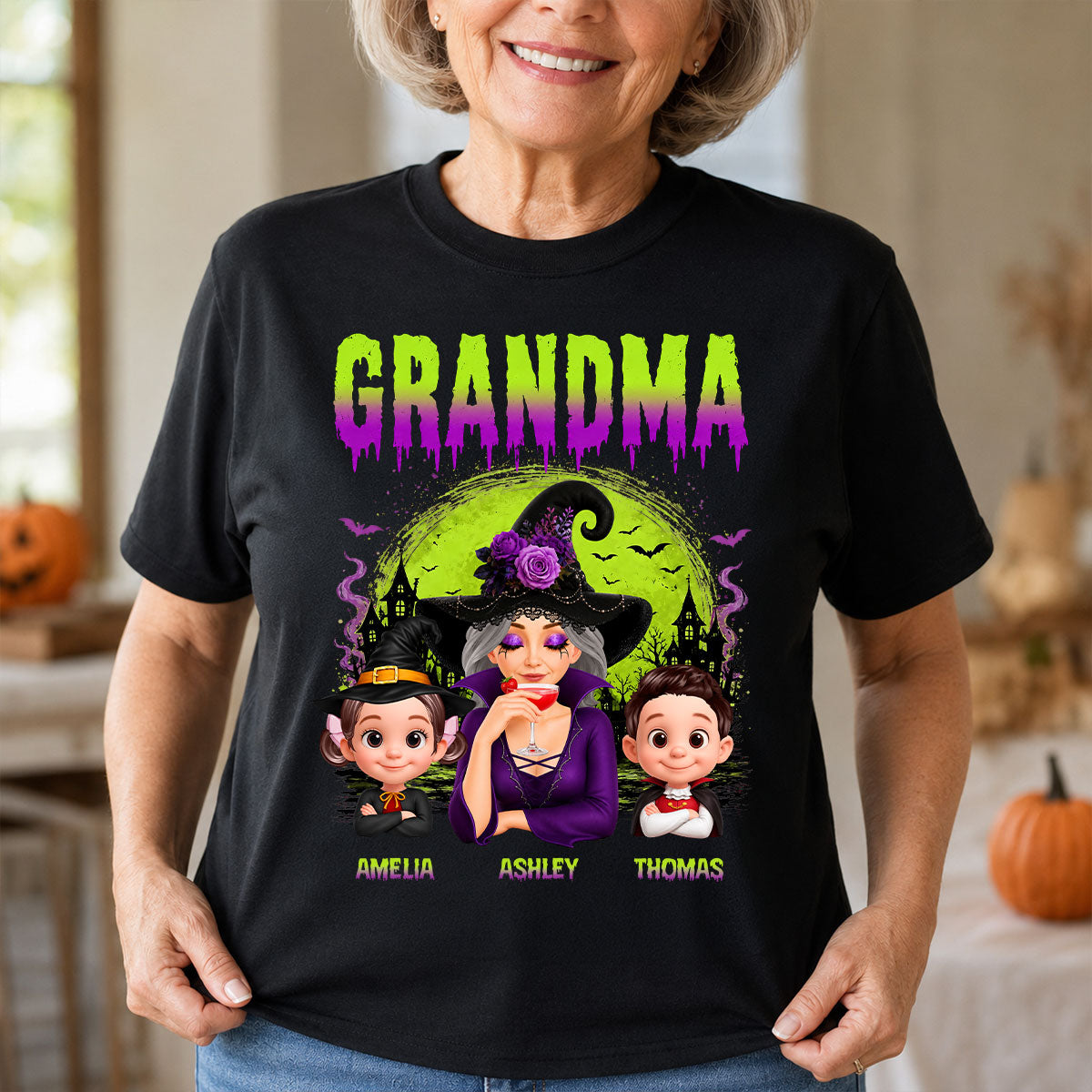 Grandma Mom Witch Halloween - Personalized Shirt - Trendy Halloween Gift for Her