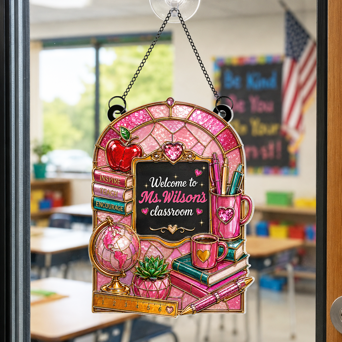 Welcome to Teacher's Classroom - Personalized Acrylic Suncatcher - Back to School Gift for Teacher, Classroom Decor