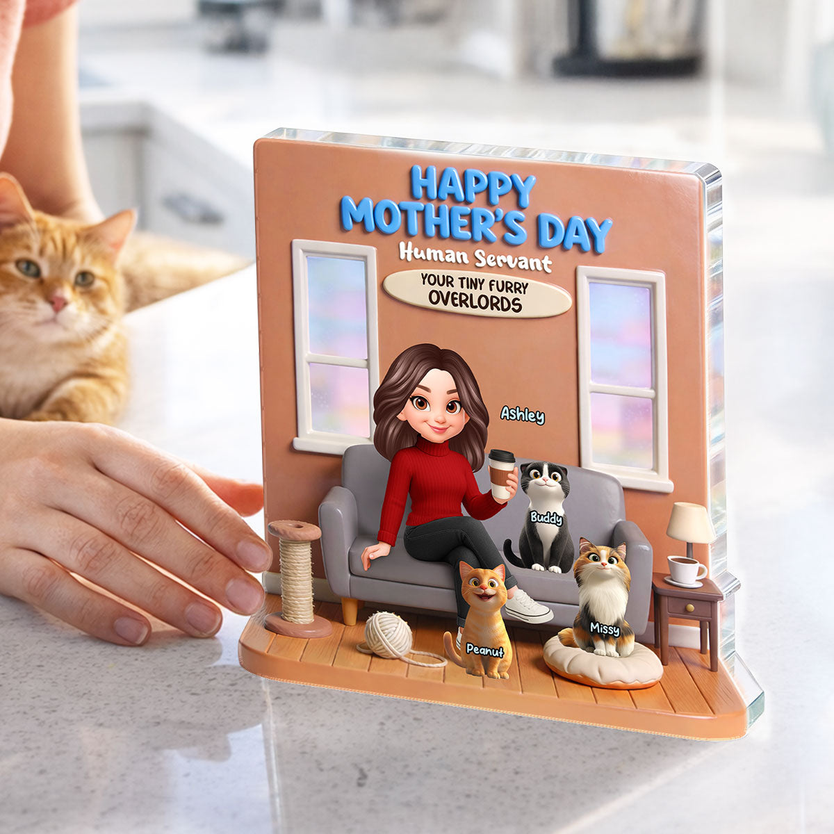 Home Is Where The Fur Is - Personalized Acrylic Block Plaque - Gift For Cat Lovers