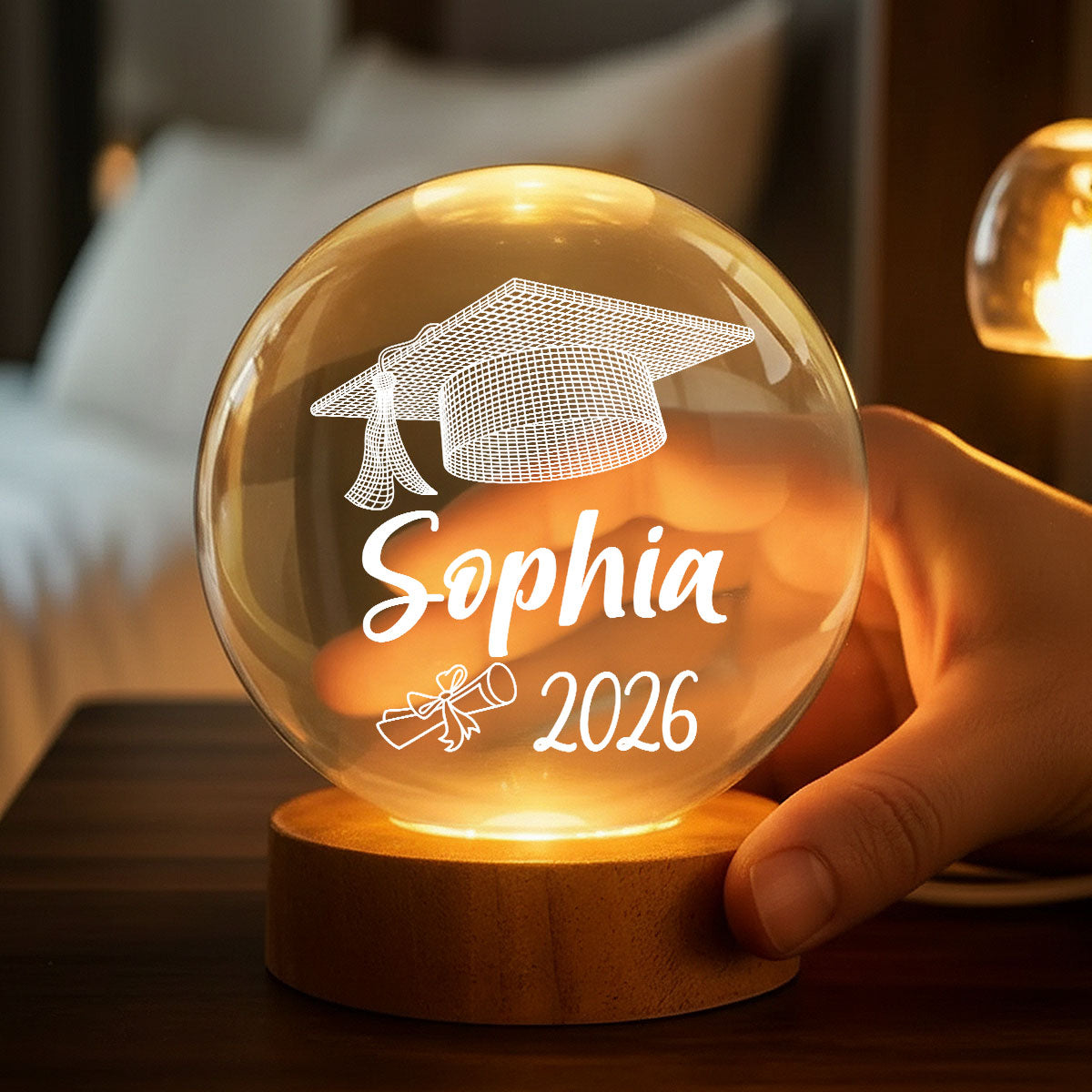 Graduation Senior Illusion Graduation Cap - Personalized Crystal Ball LED Night Light - Gift For Graduation Day, Graduation Gift, Keepsake