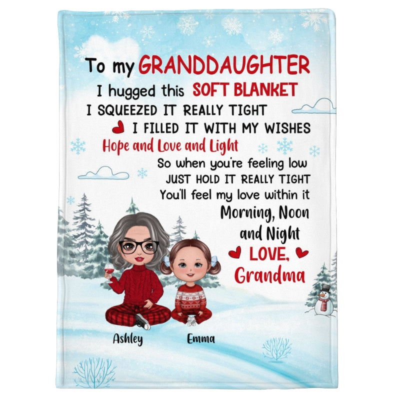 To My Granddaughter Grandson Christmas Doll Personalized Fleece Blanket