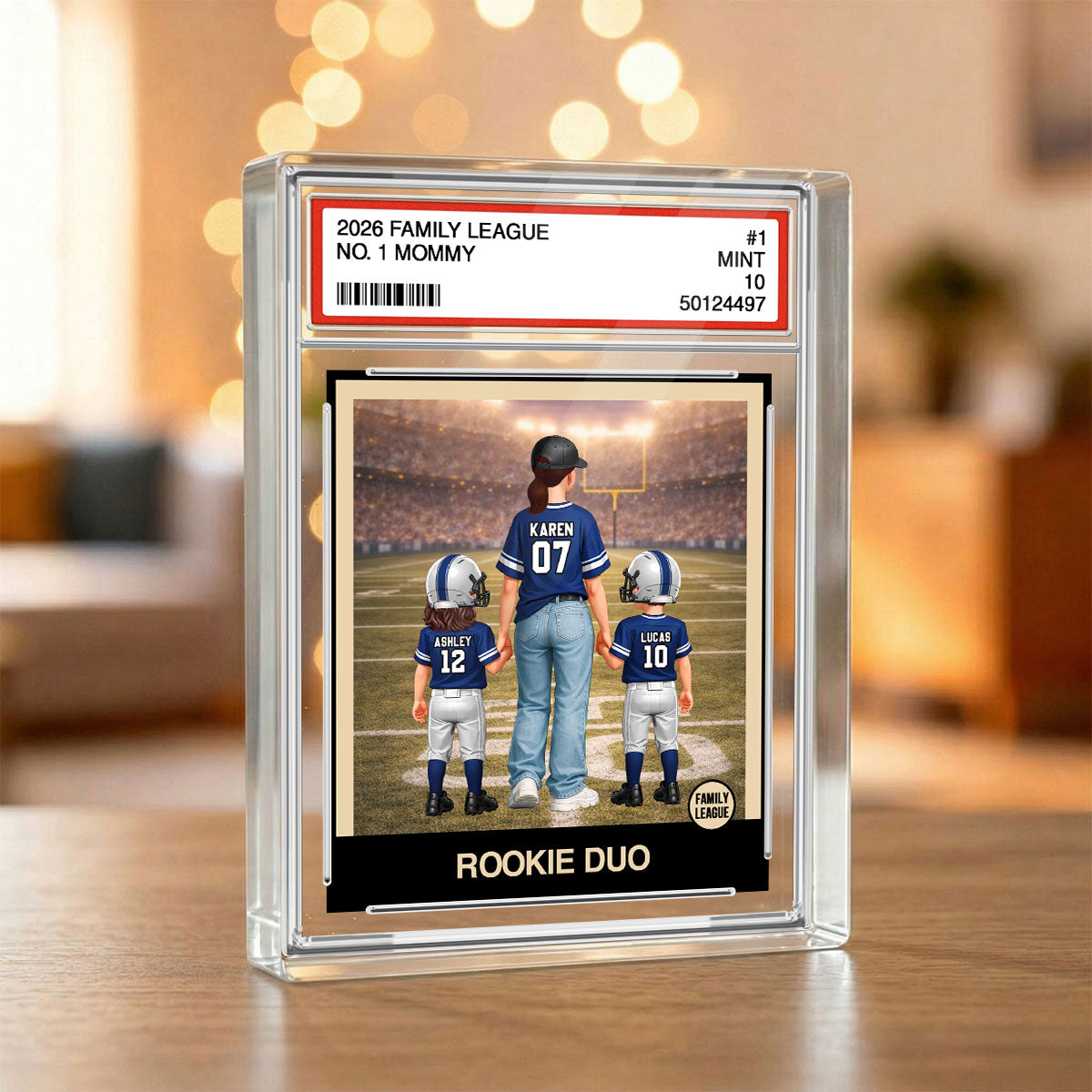 Rookie Duo Football Mom Trading Card - Personalized Acrylic Block Plaque - Mother's Day Gift, Gift For Football Mom