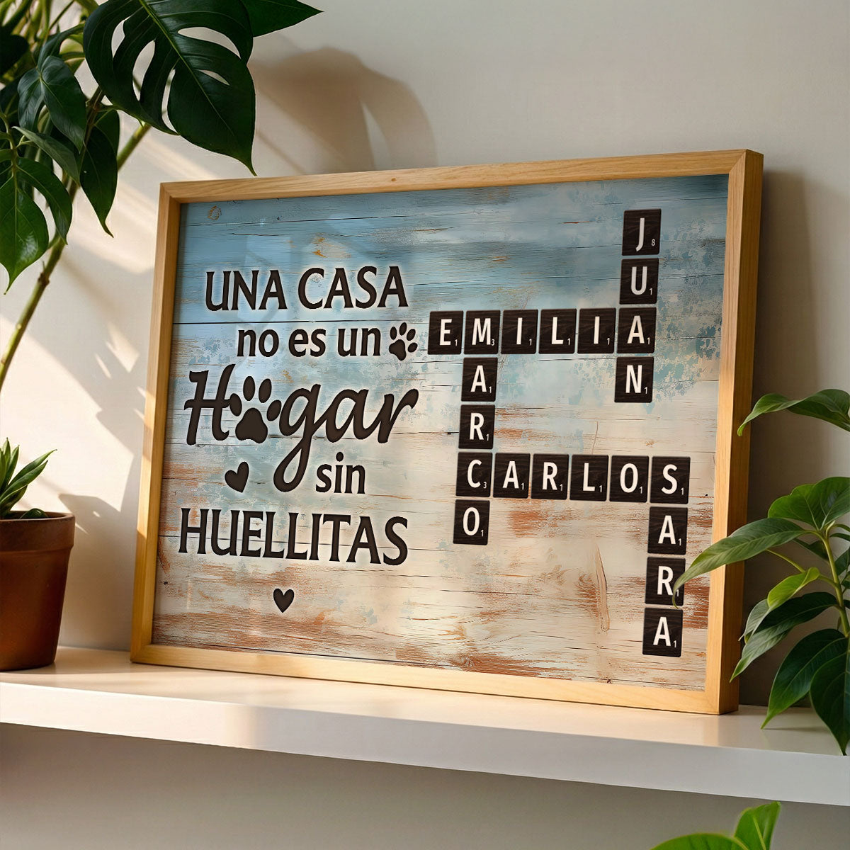 Una Casa No Es Un Hogar Sin Huellitas Pet Name Crossword Puzzle - Personalized Poster - Spanish Version Home Decor For Pet Lovers