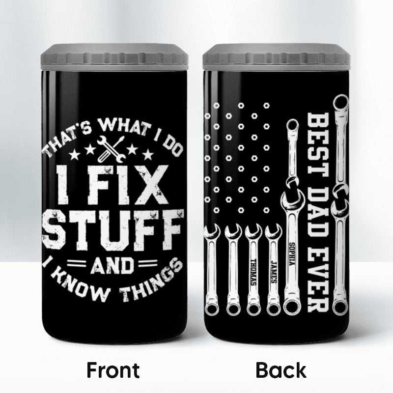That's What I Do Mechanic Dad - Personalized 4-in-1 Can Cooler - Father's Day Gift For Dad, Grandpa
