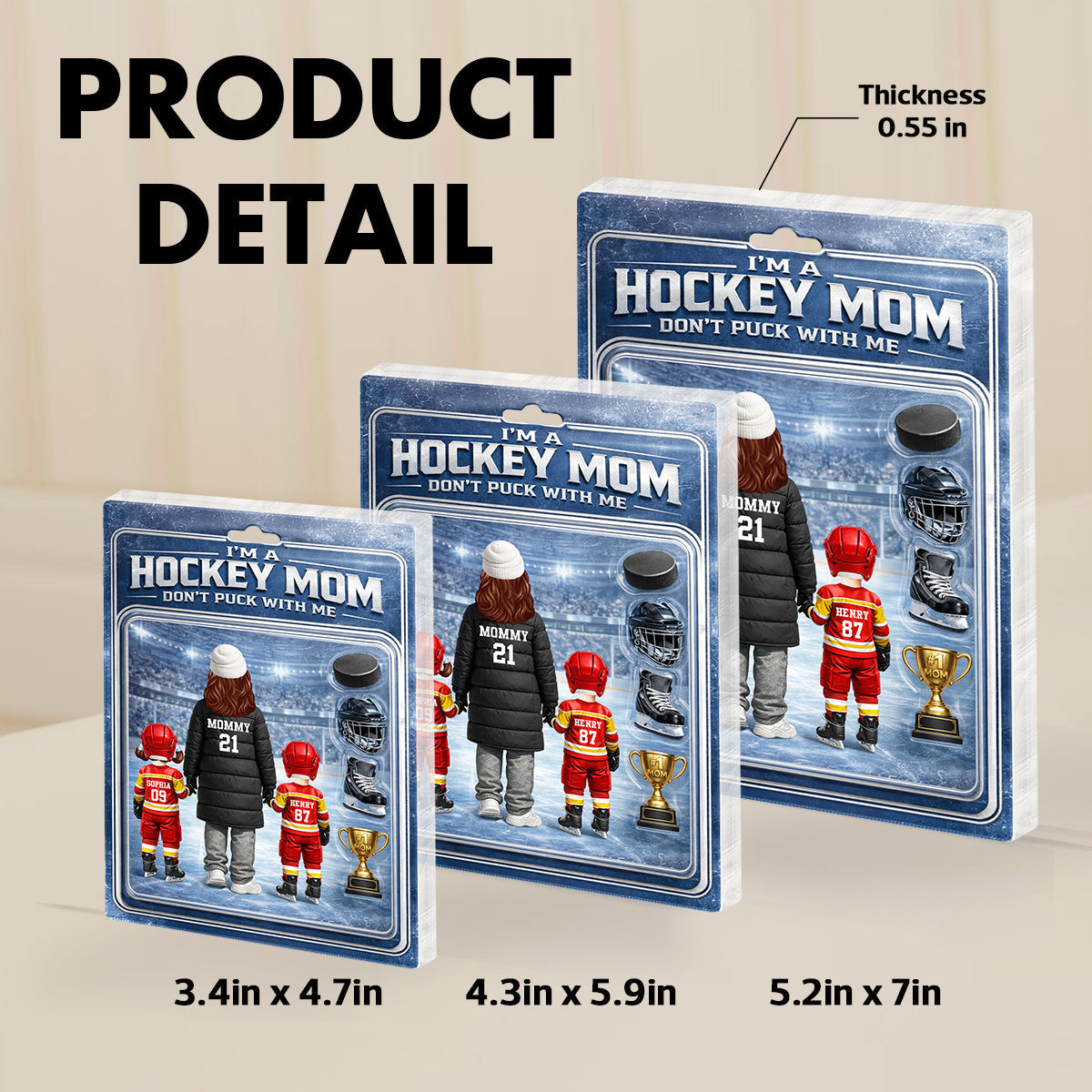 I'm A Hockey Mom Don't Puck With Me Action Figure - Personalized Acrylic Block Plaque - Gift For Hockey Mom
