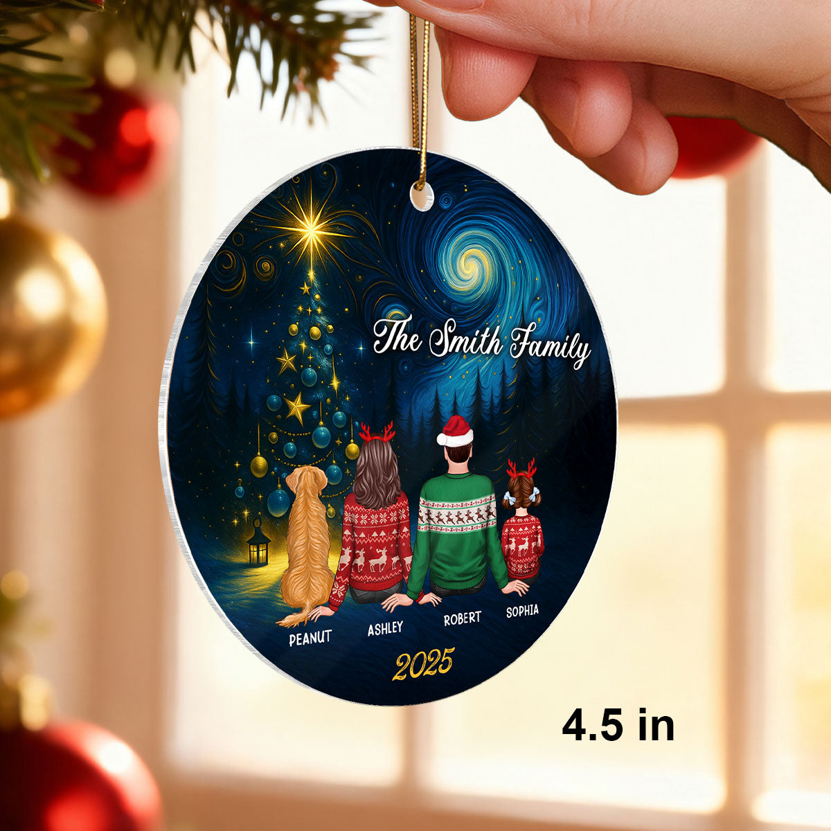 Starry Night Family - Personalized Acrylic Ornament - Unique Christmas Gift For Family