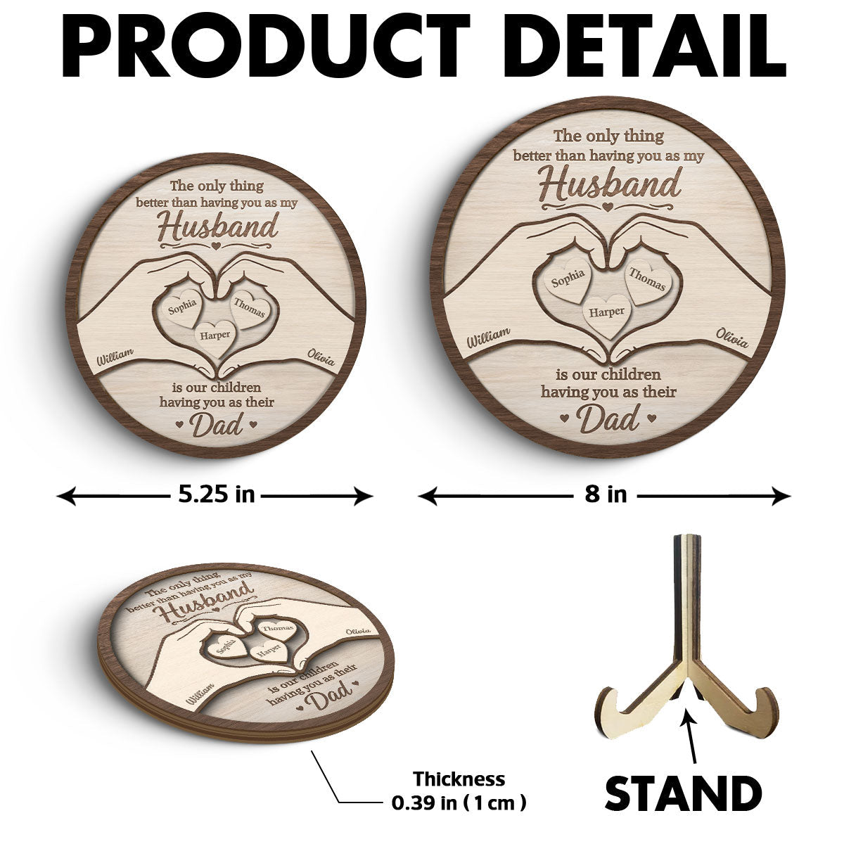 The Only Thing Having You As My Husband Hearts in Hands - Personalized 2-Layered Wooden Plaque -  Gift For Husband