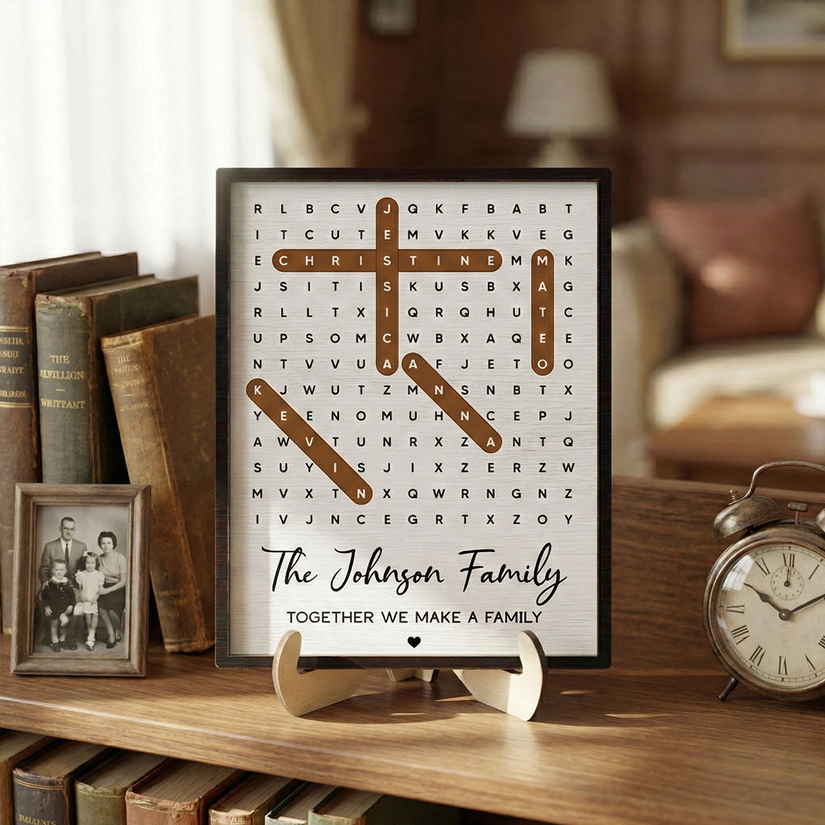 Family Name Word Search Puzzle Created In A Moment, Treasured Forever - Personalized 2-Layered Wooden Plaque