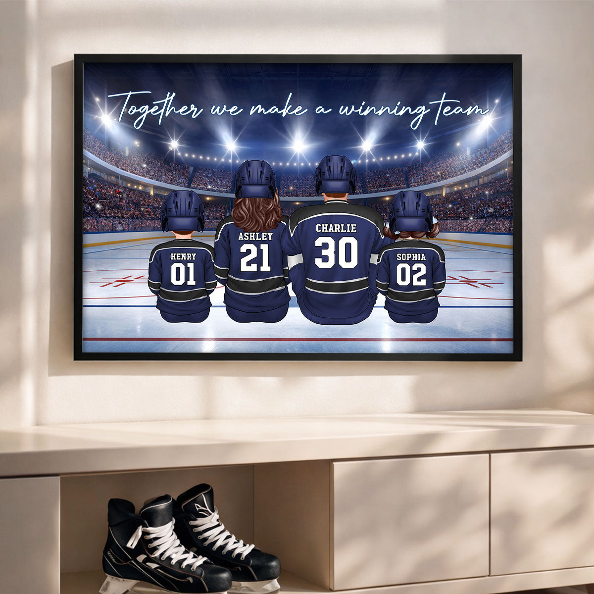 Together We Make A Winning Team Hockey Family - Personalized Poster - Heartfelt Gift For Family