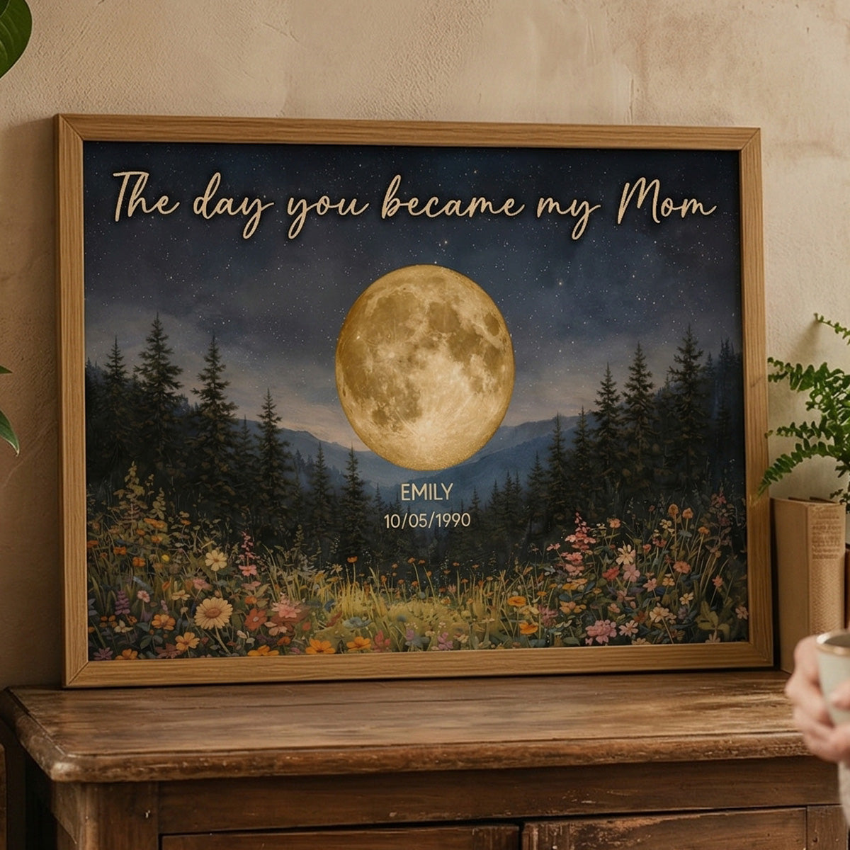 Mystical Midnight The Day You Become Mom Grandma Custom Birth Moon Phase - Personalized Poster - Mother's Day Gift For Mom, Grandma