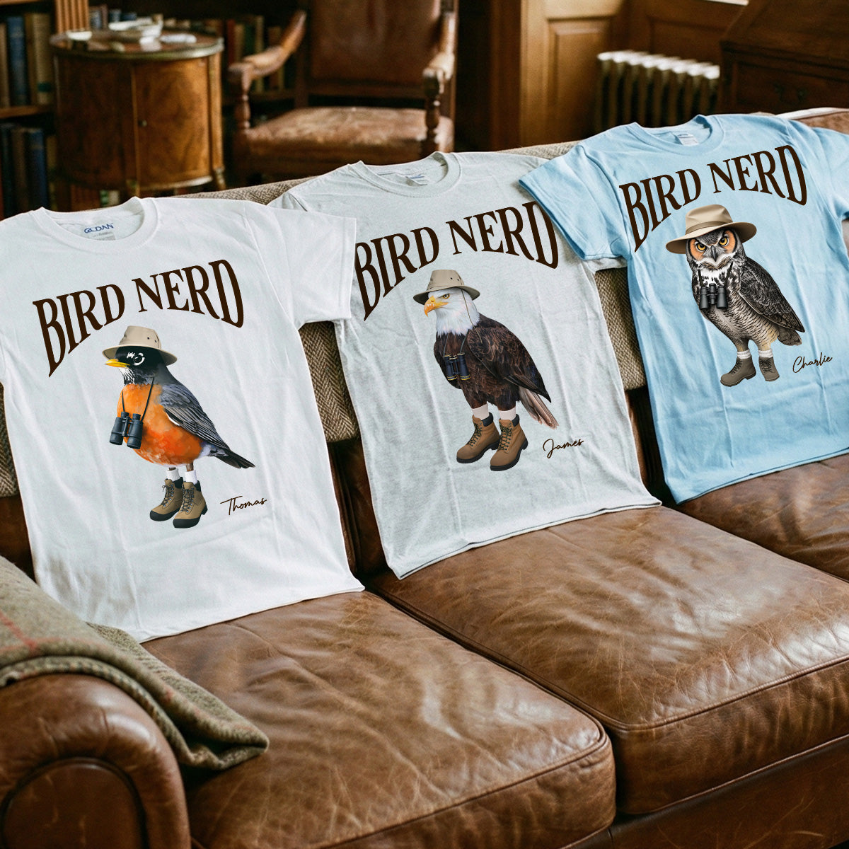 Bird Nerd Custom Name Funny - Personalized Shirt - Gift for Bird Lover, Birdwatcher, Bird Watching Gifts