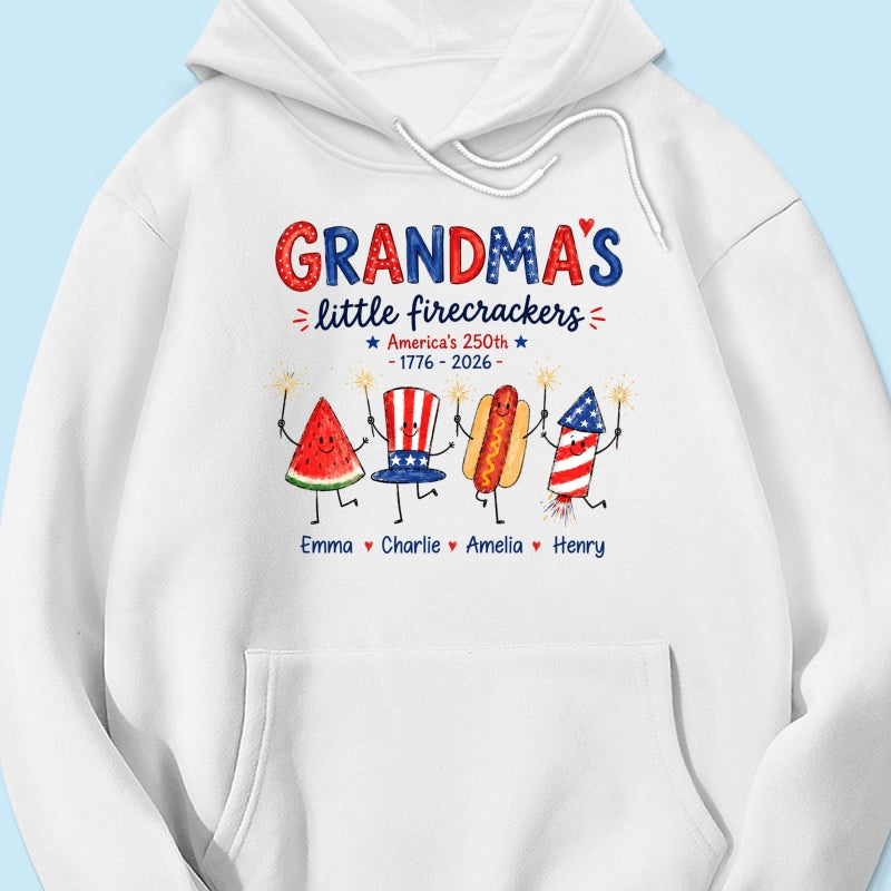 Grandma's Little Firecrackers - Personalized Shirt - 250th Anniversary Patriotic Shirt for Grandma