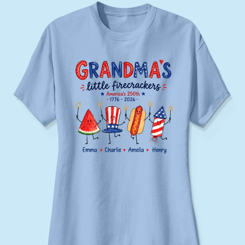 Grandma's Little Firecrackers - Personalized Shirt - 250th Anniversary Patriotic Shirt for Grandma