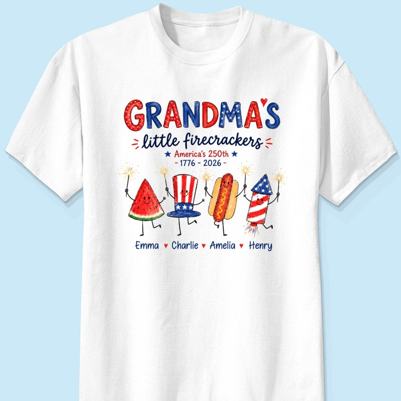 Grandma's Little Firecrackers - Personalized Shirt - 250th Anniversary Patriotic Shirt for Grandma