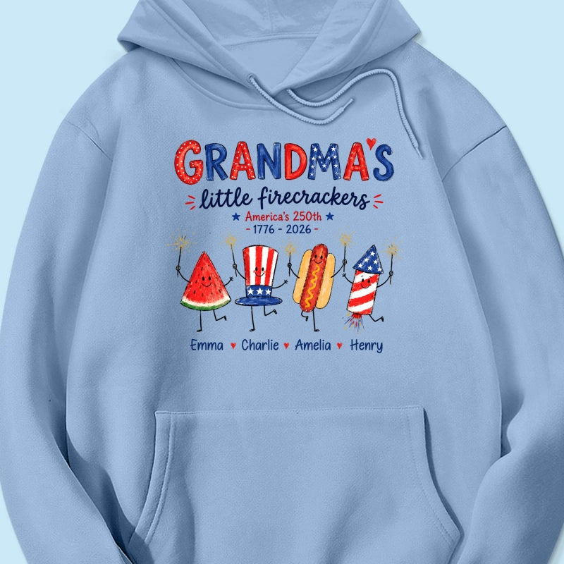 Grandma's Little Firecrackers - Personalized Shirt - 250th Anniversary Patriotic Shirt for Grandma