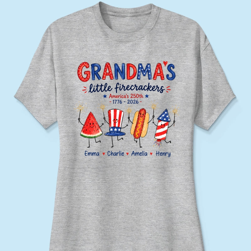 Grandma's Little Firecrackers - Personalized Shirt - 250th Anniversary Patriotic Shirt for Grandma