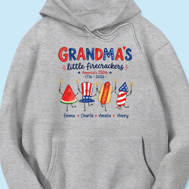 Grandma's Little Firecrackers - Personalized Shirt - 250th Anniversary Patriotic Shirt for Grandma