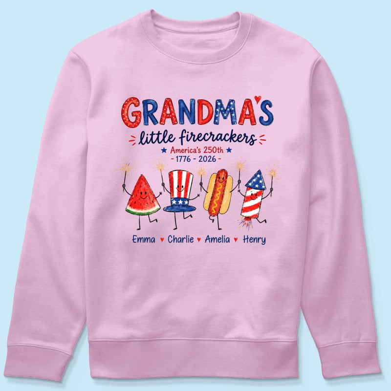 Grandma's Little Firecrackers - Personalized Shirt - 250th Anniversary Patriotic Shirt for Grandma