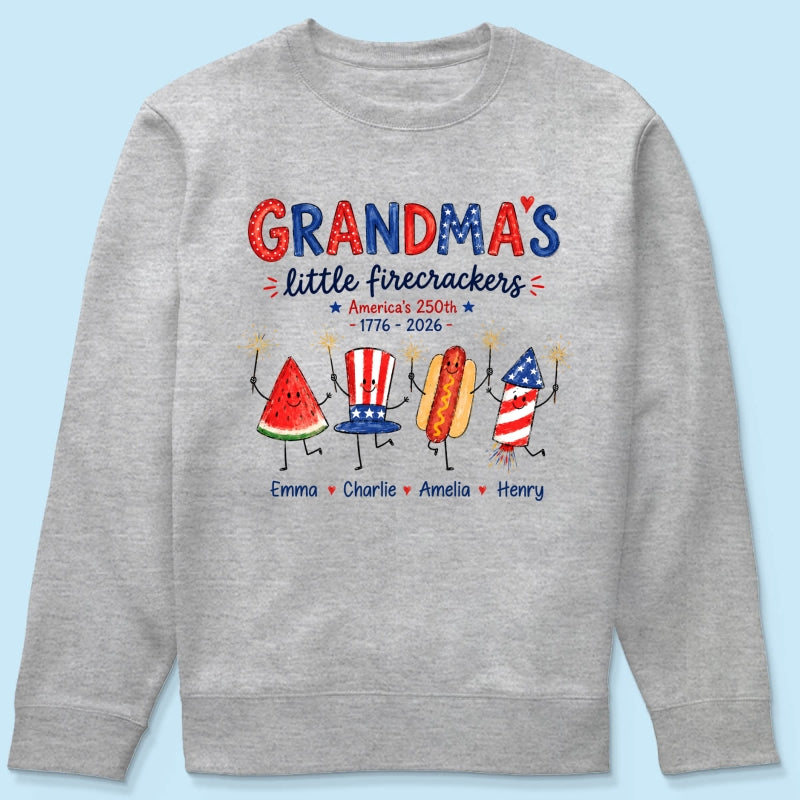 Grandma's Little Firecrackers - Personalized Shirt - 250th Anniversary Patriotic Shirt for Grandma