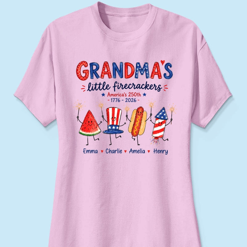 Grandma's Little Firecrackers - Personalized Shirt - 250th Anniversary Patriotic Shirt for Grandma