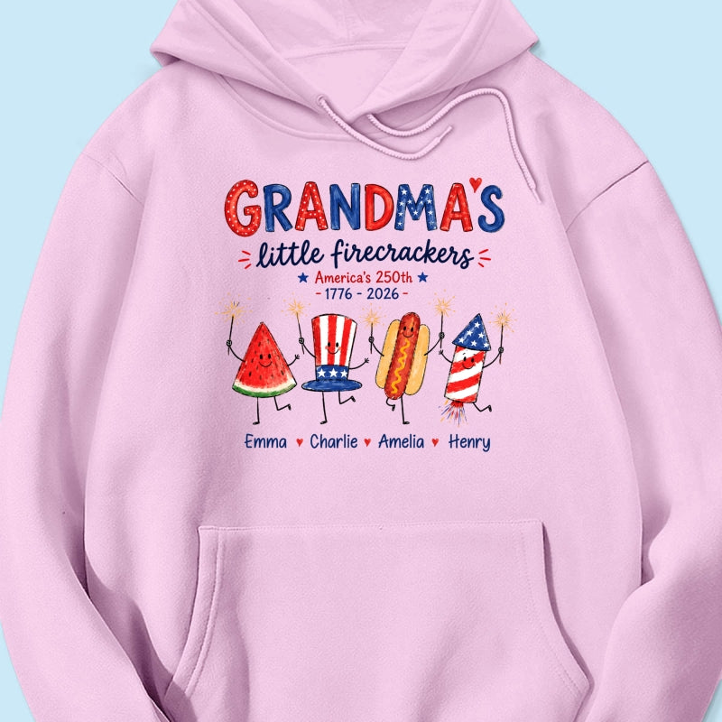 Grandma's Little Firecrackers - Personalized Shirt - 250th Anniversary Patriotic Shirt for Grandma