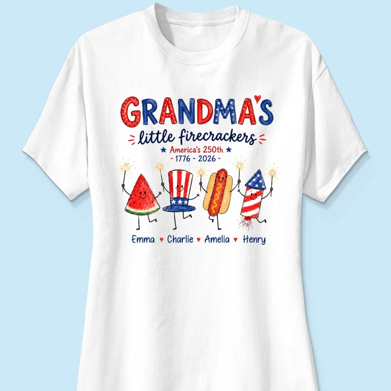 Grandma's Little Firecrackers - Personalized Shirt - 250th Anniversary Patriotic Shirt for Grandma