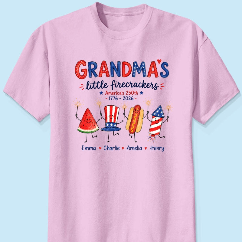 Grandma's Little Firecrackers - Personalized Shirt - 250th Anniversary Patriotic Shirt for Grandma