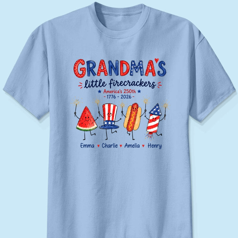 Grandma's Little Firecrackers - Personalized Shirt - 250th Anniversary Patriotic Shirt for Grandma