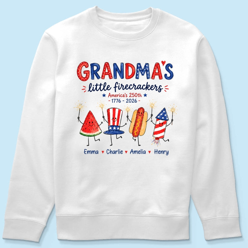Grandma's Little Firecrackers - Personalized Shirt - 250th Anniversary Patriotic Shirt for Grandma