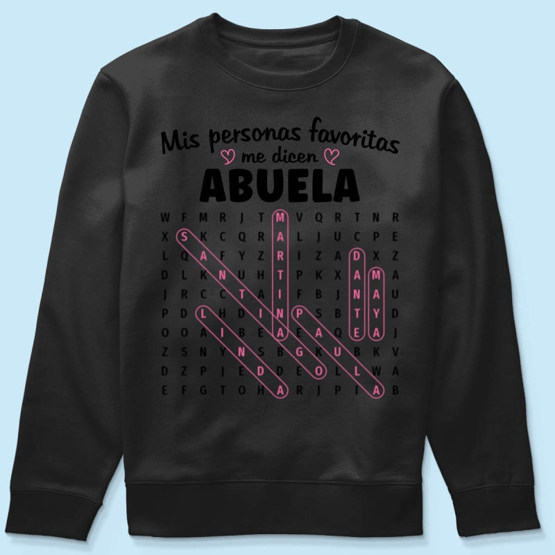 My Favorite People Call Me Abuela Word Search Puzzle - Personalized Shirt - Gift For Spanish Grandma