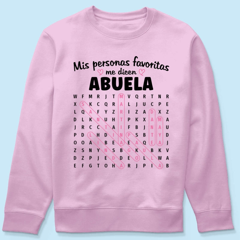 My Favorite People Call Me Abuela Word Search Puzzle - Personalized Shirt - Gift For Spanish Grandma