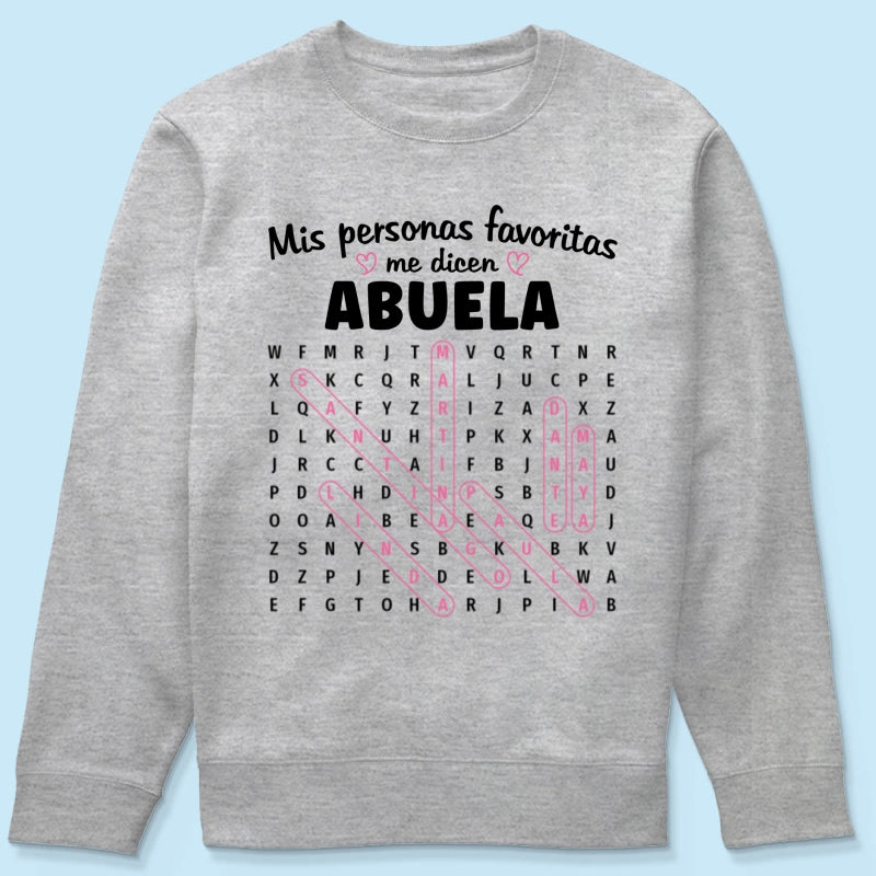 My Favorite People Call Me Abuela Word Search Puzzle - Personalized Shirt - Gift For Spanish Grandma
