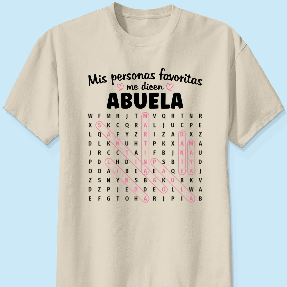 My Favorite People Call Me Abuela Word Search Puzzle - Personalized Shirt - Gift For Spanish Grandma