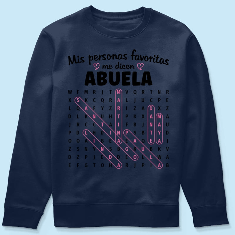 My Favorite People Call Me Abuela Word Search Puzzle - Personalized Shirt - Gift For Spanish Grandma