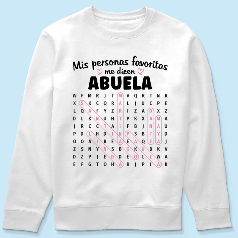 My Favorite People Call Me Abuela Word Search Puzzle - Personalized Shirt - Gift For Spanish Grandma
