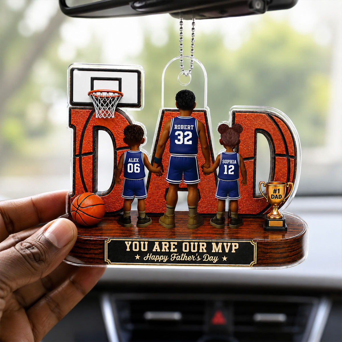 Basketball Dad Legend You Are Our MVP - Personalized Acrylic Car Hanger - Father's Day Gift For Dad, Husband, Basketball Fans